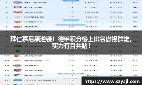 拜仁慕尼黑逆袭！德甲积分榜上排名傲视群雄，实力有目共睹！
